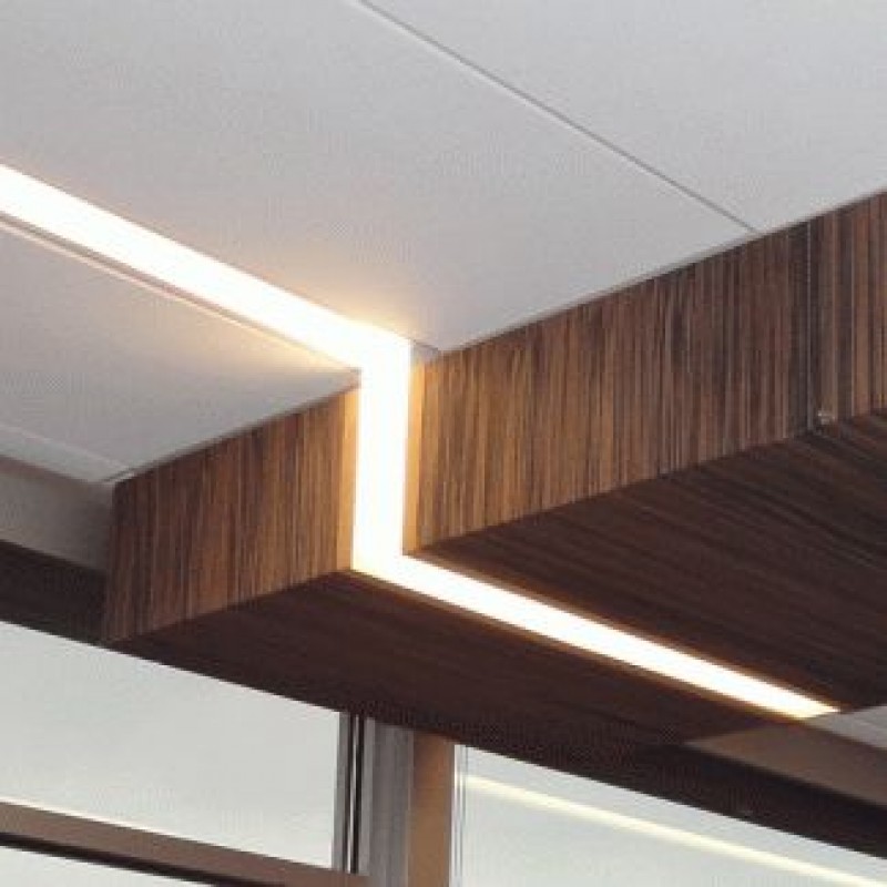 led profile lighting strip linear recessed plaster channel slim ceiling soffit wood aluminium cove interior fixture drop veneer end caps