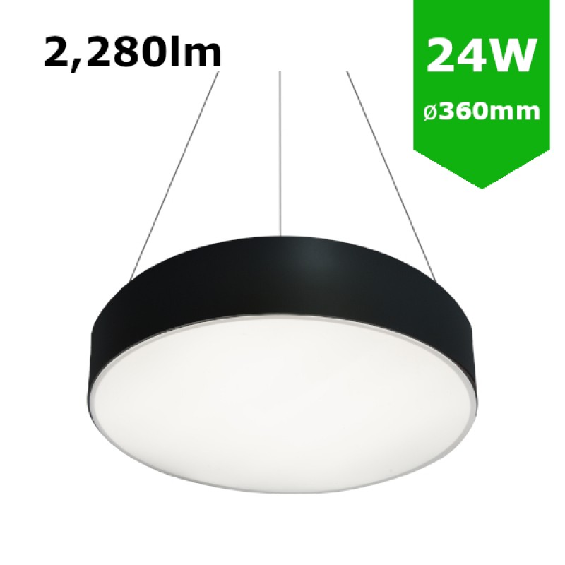 Led Round Surface Mount Suspended Downlight Ø360mm 24w 2 280lm Black Casing