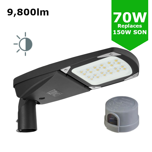 LED Premium Street Light 70w c/w Photocell NEMA Dusk til Dawn Sensor