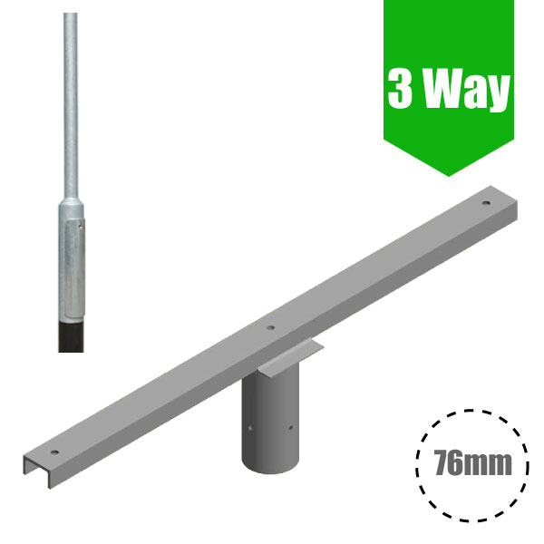 Lamp Post Floodlight Bracket - Triple 3 way T-Bar for 76mm Lighting Pole Lamp Post Floodlight Bracket - Triple 3 way T-Bar for 76mm Lighting Pole