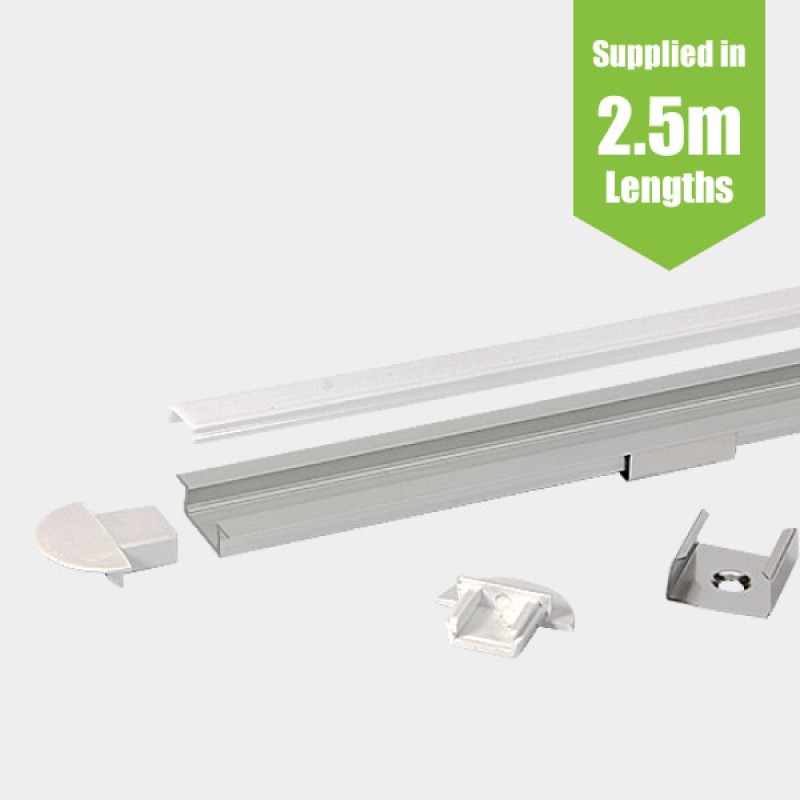RECESSED Aluminium LED Channel for LED Strip series - 2.5m length c/w ...