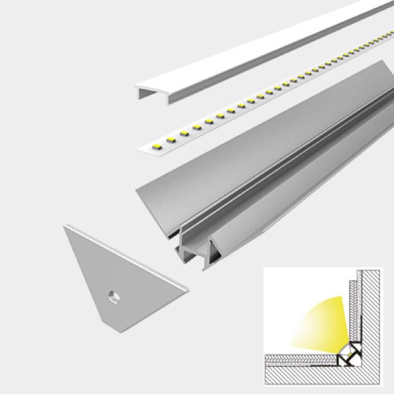 Recessed Tile Internal Corner LED Profile for LED Strip Aluminium LED