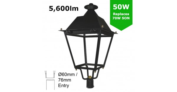 USED Ex-Display 60cm Black Victorian Lantern Replacement Lamppost Light Top 